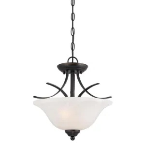 Westinghouse 6340300 2 Light Pendant/Semi-Flush Amber Bronze Finish with White Alabaster Glass