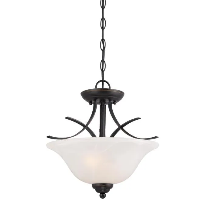 Westinghouse 6340300 2 Light Pendant/Semi-Flush Amber Bronze Finish with White Alabaster Glass