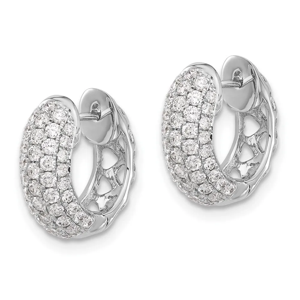 White Gold Diamond Hinged Hoop Earrings - Model EM5389-075-WA