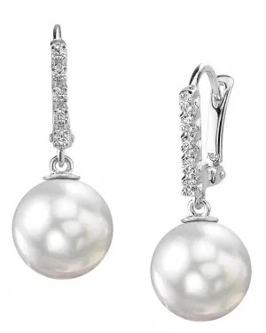 White South Sea Pearl & Diamond Pas de Cinq Earrings