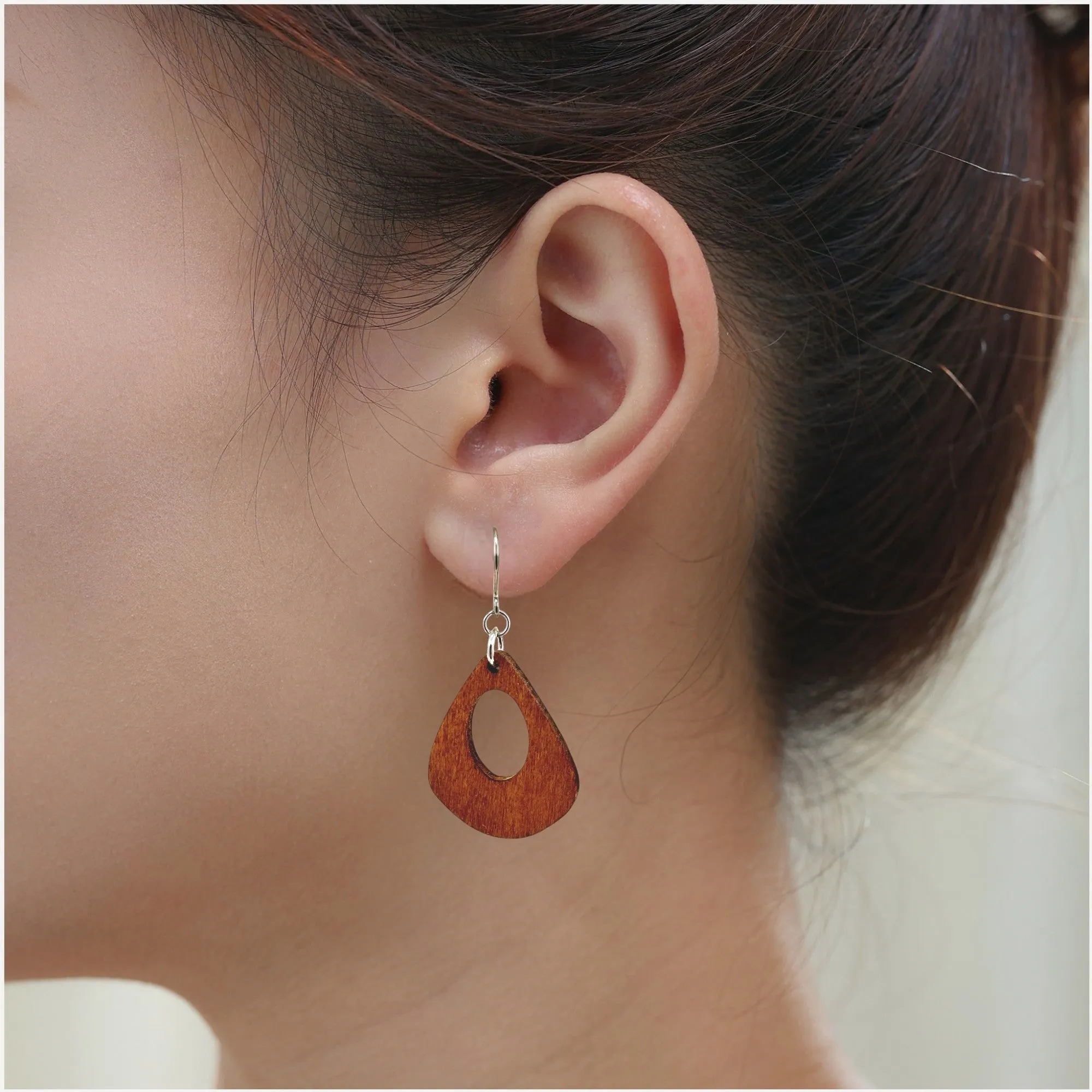 Wooden Water Drop Earrings