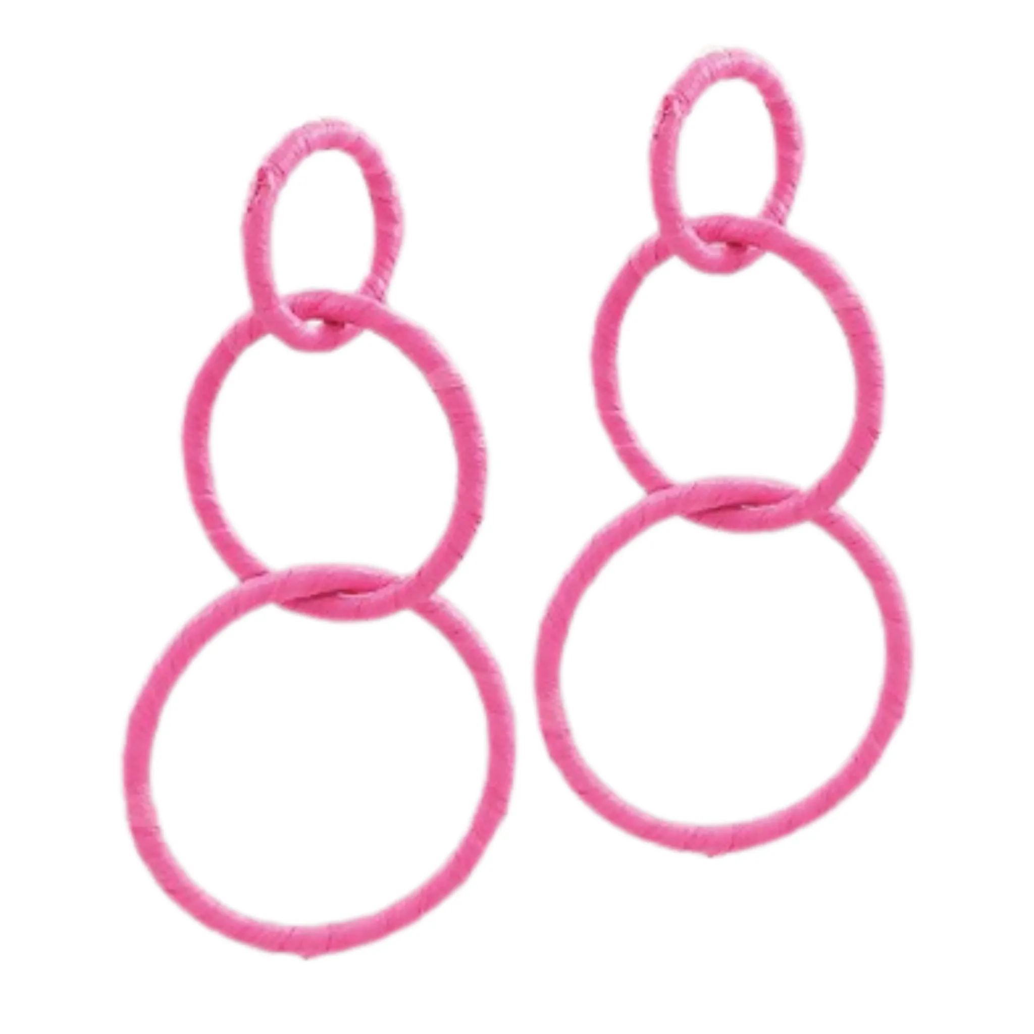 Wrapped Raffia 3 Circle Drop Earrings