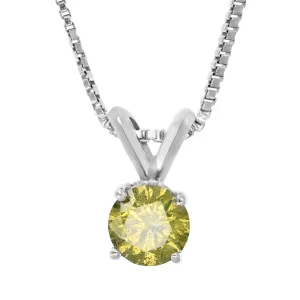 Yellow Diamond Solitaire Pendant Necklace in 14K Gold