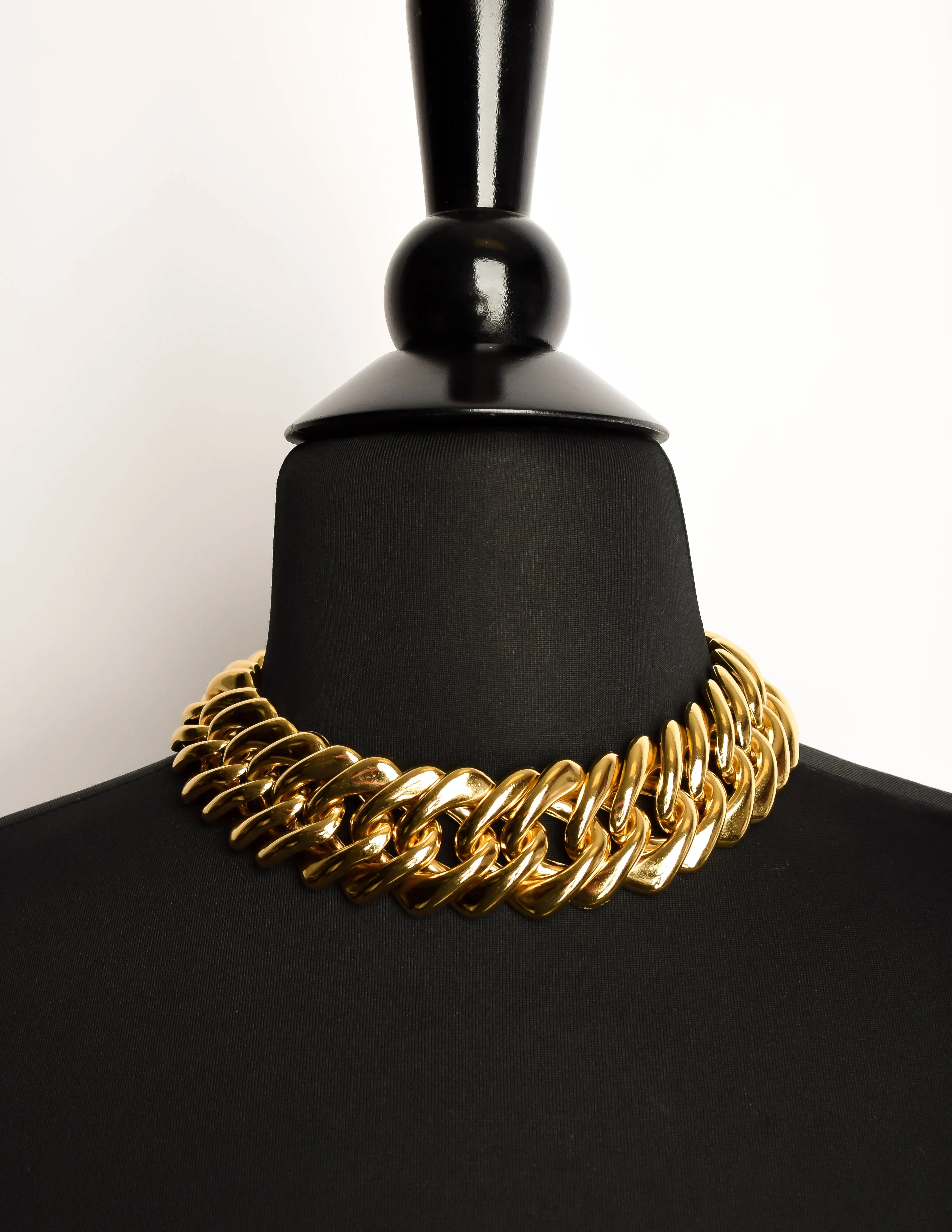 Yves Saint Laurent Vintage Gold Thick Chain Choker Necklace