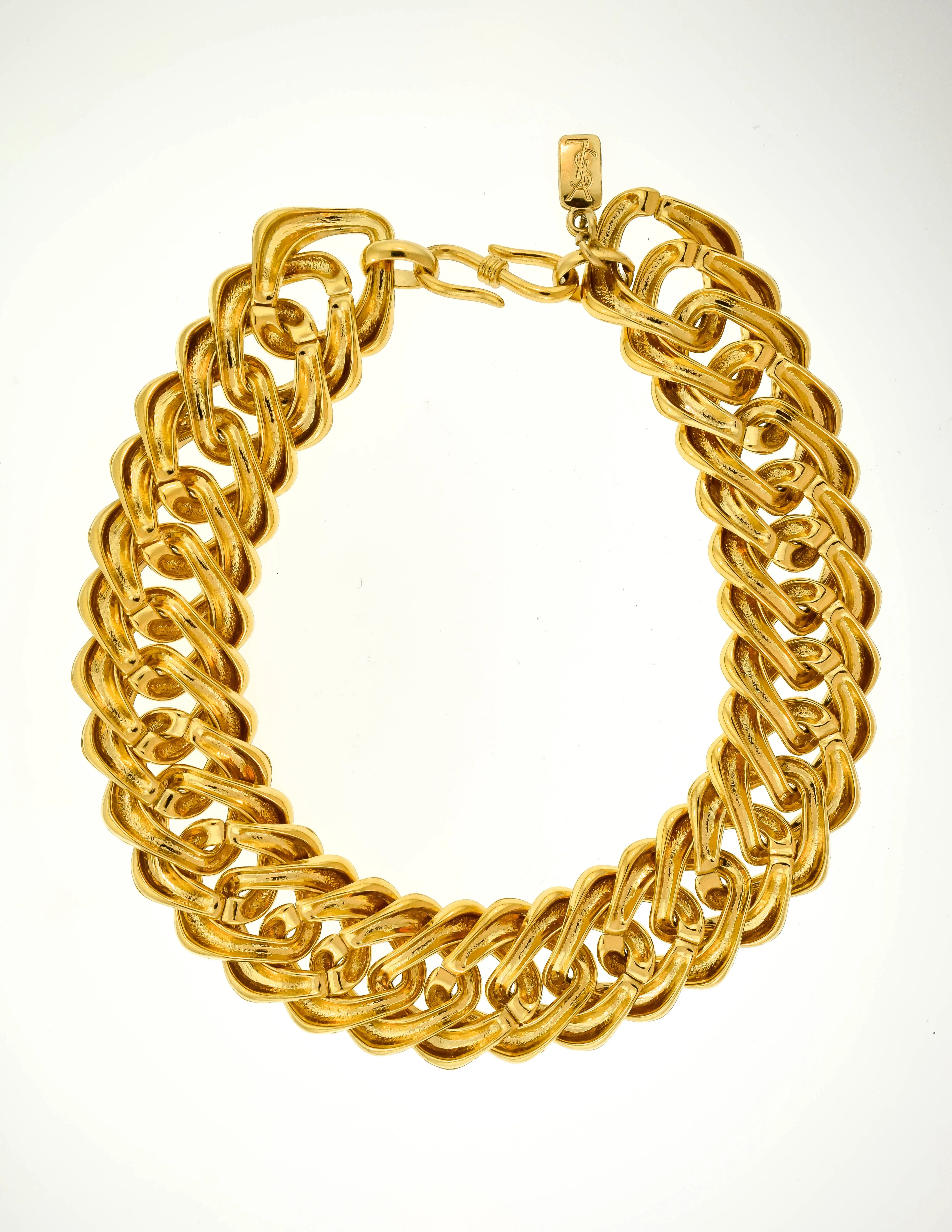 Yves Saint Laurent Vintage Gold Thick Chain Choker Necklace